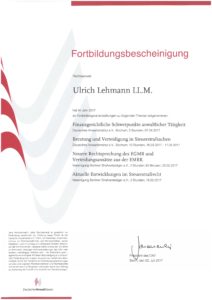 Fortbildungbescheinigung Dr. U. Lehmann