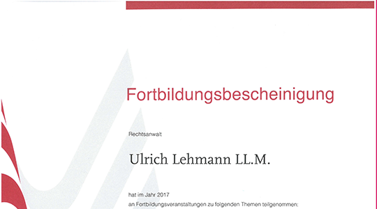 Fortbildungsbescheinigung U. Lehmann